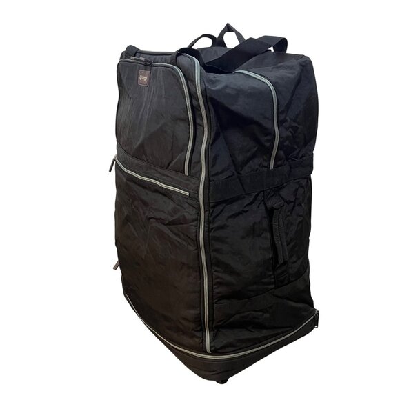 Biaggi Black Nylon Collapsible Rolling Duffel Bag With Multiple Pockets - Picture 2 of 14